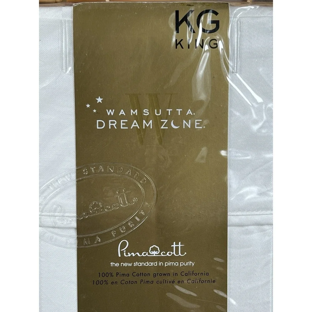 Wamsutta Dream Zone 2 Pillowcases 1000 Thread Count Pima Cotton StripeWHITE KING